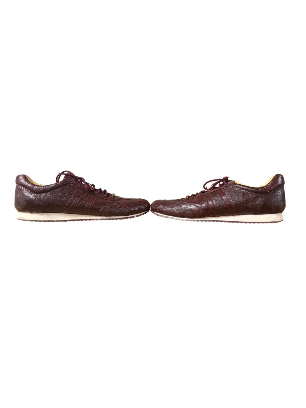 Belvedere Mens Size 13 Full Quill Ostrich Leather Lace Up Low Top Sneakers